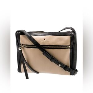 Kate Spade New York Leather Crossbody Bag | Black & Cream | Adjustable Strap